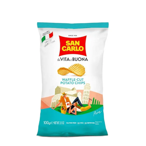 SAN CARLO Waffle-Cut Potato Chips - 100g (3.5oz)